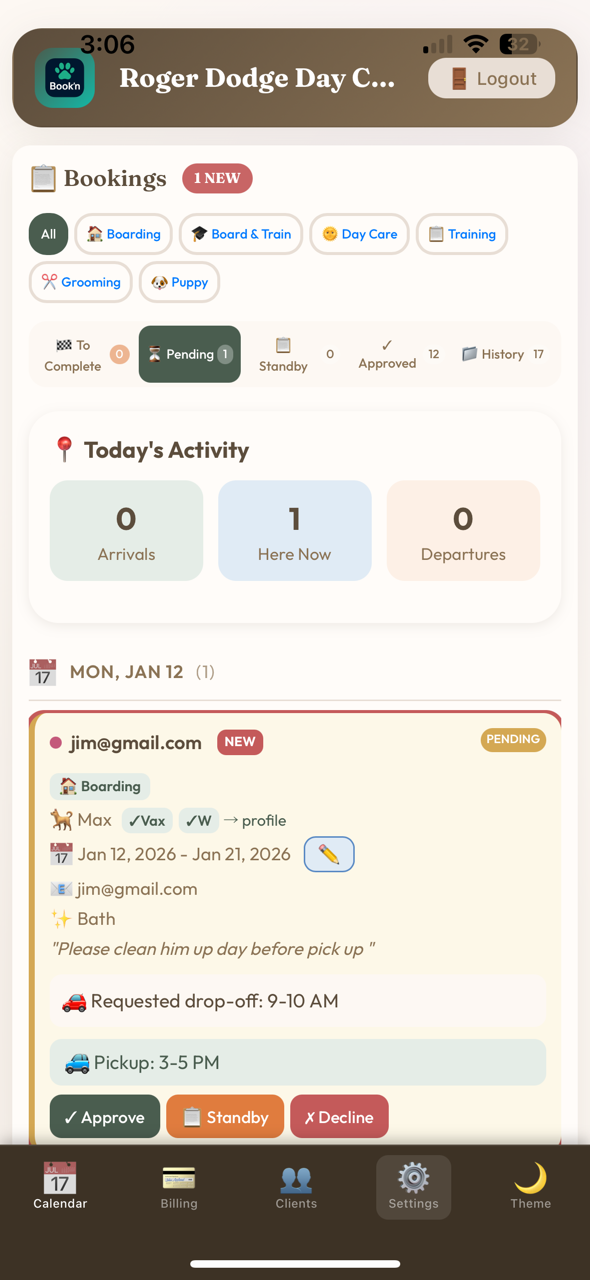 Admin bookings dashboard